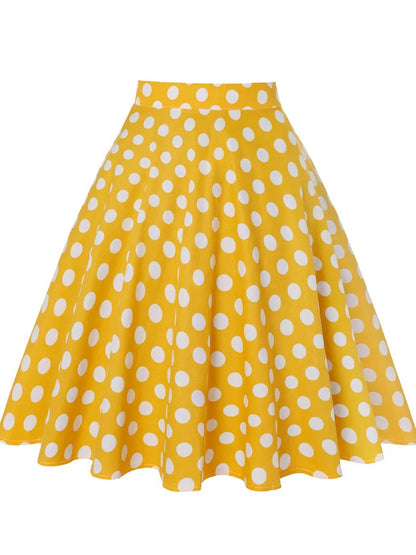 Women's Runway Cotton Retro Vintage Skirt Black Faldas High Waist A Line Rockabilly Jupe 50s Swing Umbrella Skirts Pin Up Skater by All Mart Bristol Ltd