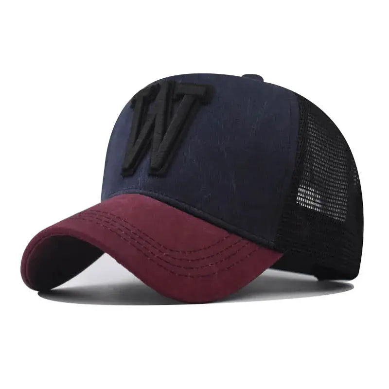 Fashion New Women Men Mesh Baseball Cap Male Lady Breathable W Embroidery Snapback Hats Unisex Trucker Hats Cap For Women Men by All Mart Bristol Ltd