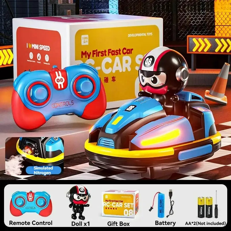 RC Battle Bumper Car Toy for Toddler Boy Girl Catapult Robot Karting Toy with Music Light RC Battle Game for Kids Family Battles by All Mart Bristol Ltd