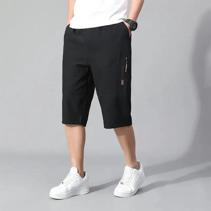 Mens Cargo Shorts Knee Pants Zipper Pocket Summer Cotton Shorts Climbing Jogger Elastic Waist Sports Wear Casual Short Pants by All Mart Bristol Ltd