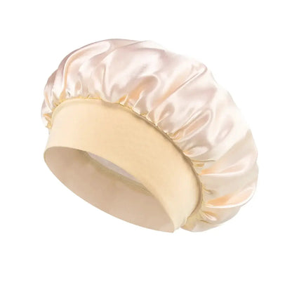 Women Satin Bonnet Hair Bonnet for Sleeping Hair Care Silk Bonnets Solid Wide-brimmed Sleeping Hat with Elastic Soft Band by All Mart Bristol Ltd