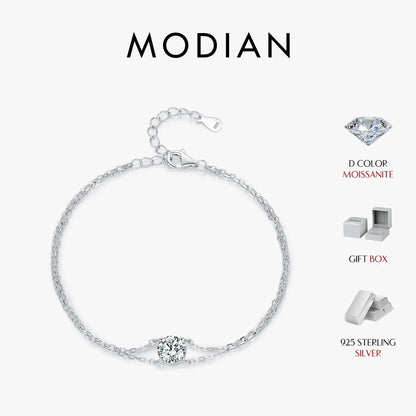 MODIAN 1CT D Color Moissanite Bracelet 925 Sterling Silver Delicate Double Layer Bracelets For Bridal Wedding Fine Jewelry Gifts by All Mart Bristol Ltd