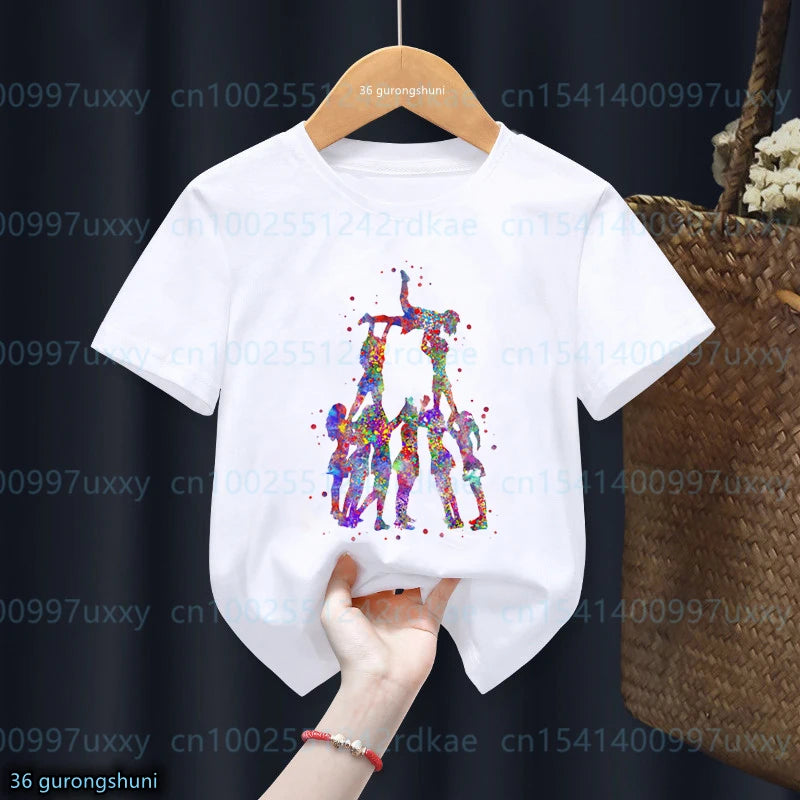 kawaii Girls T-Shirts Cheerleader Girls Sports Gymnastics Enthusiast Tshirts Fashion kids Clothing Tshirt girls clothes 2 to15 by All Mart Bristol Ltd