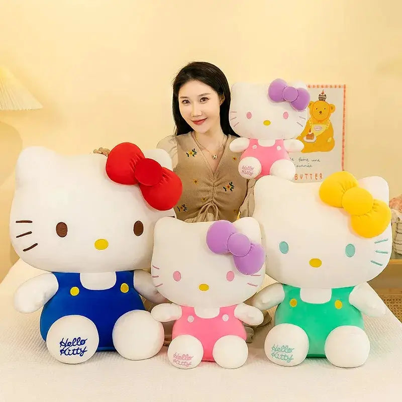 22CM Classic Cartoon Vest Kitty Cat Doll Plush Toy Cartoon Anime Sanrio Head Bow Hello KT Doll For Girls Birthday Gift Plush Toy by All Mart Bristol Ltd