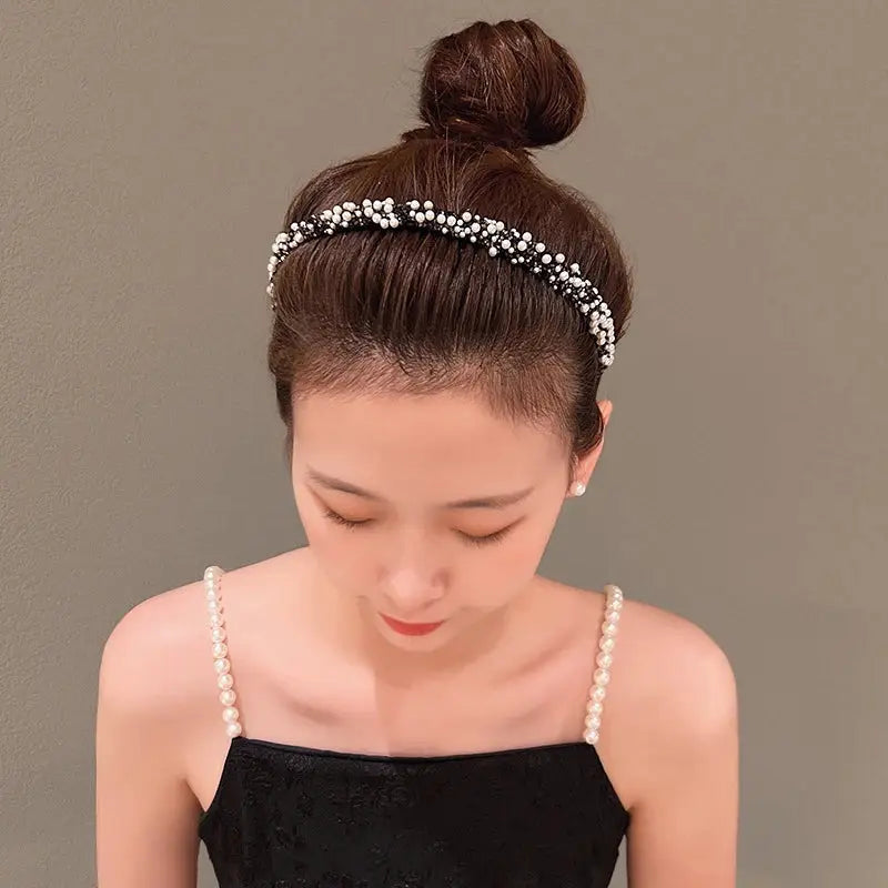 AWAYTR Women Pearl Rhinestones Antislip Hairband For With Teeth Hair Band Headband Hair Hoop Bezel Fashion Hair Accessories by All Mart Bristol Ltd