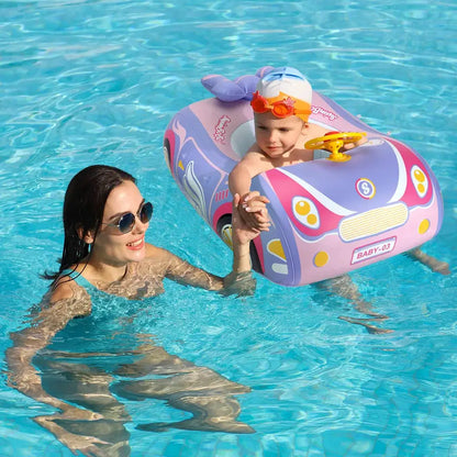 Kids Car Swimming Seat Float Ring Inflatable Infant Floating For Summer Swim Boat Circle Bathing Water Toy with Canopy by All Mart Bristol Ltd