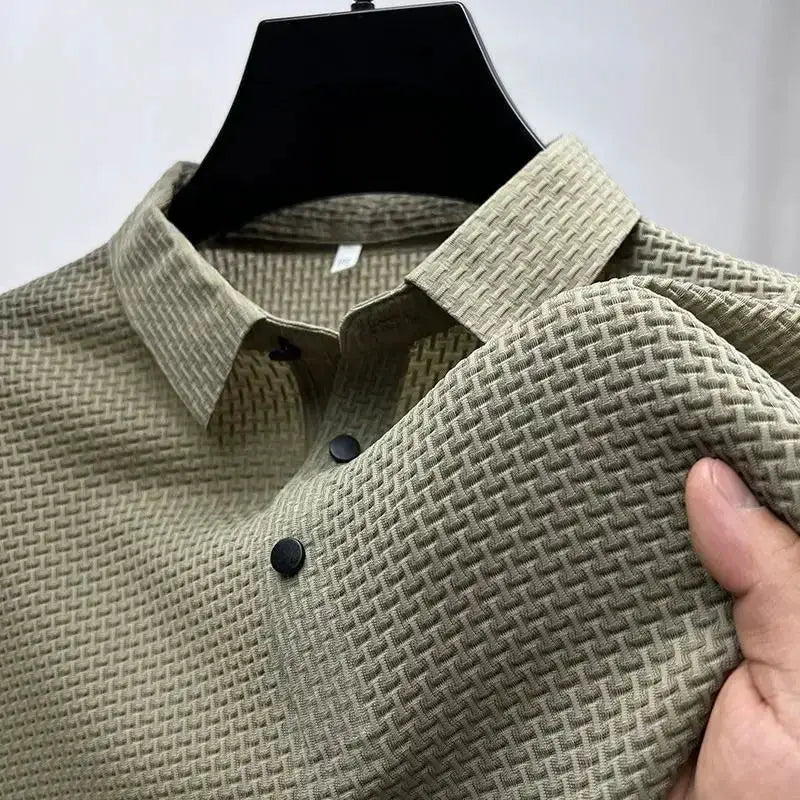 Brand Clothes Summer New Men's Short Sleeve T-shirt Ice Silk Cool and Breathable POLO Shirt Business Casual Sweat-absorbing Top by All Mart Bristol Ltd