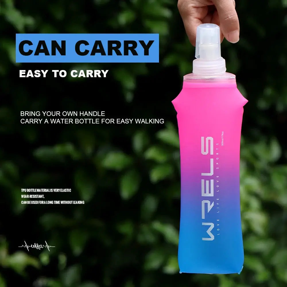 Sport Water Bottle TPU Folding Soft Flask Drink Portable Water Bottle High Flow Running Hiking Bicycle Fitness Water Bag by All Mart Bristol Ltd