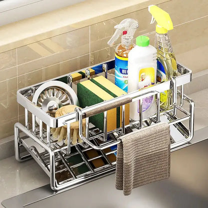 Stainless Steel Kitchen Sink Sponge and Dishcloth Drainage Rack by All Mart Bristol Ltd