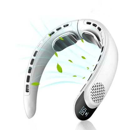 New Quad-Core USB Neck Fan Turbine Vaneless Design Easy Control 4000mAh Digital display for Outdoor Portable Fan Summer Gift by All Mart Bristol Ltd