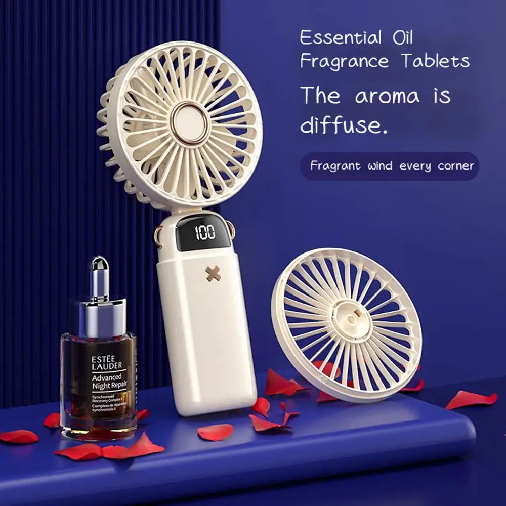 Hot Sell Handheld Mini Fan Foldable Portable Neck Hanging Fans 5 Speed USB Rechargeable Fan with Phone Stand and Display Screen by All Mart Bristol Ltd