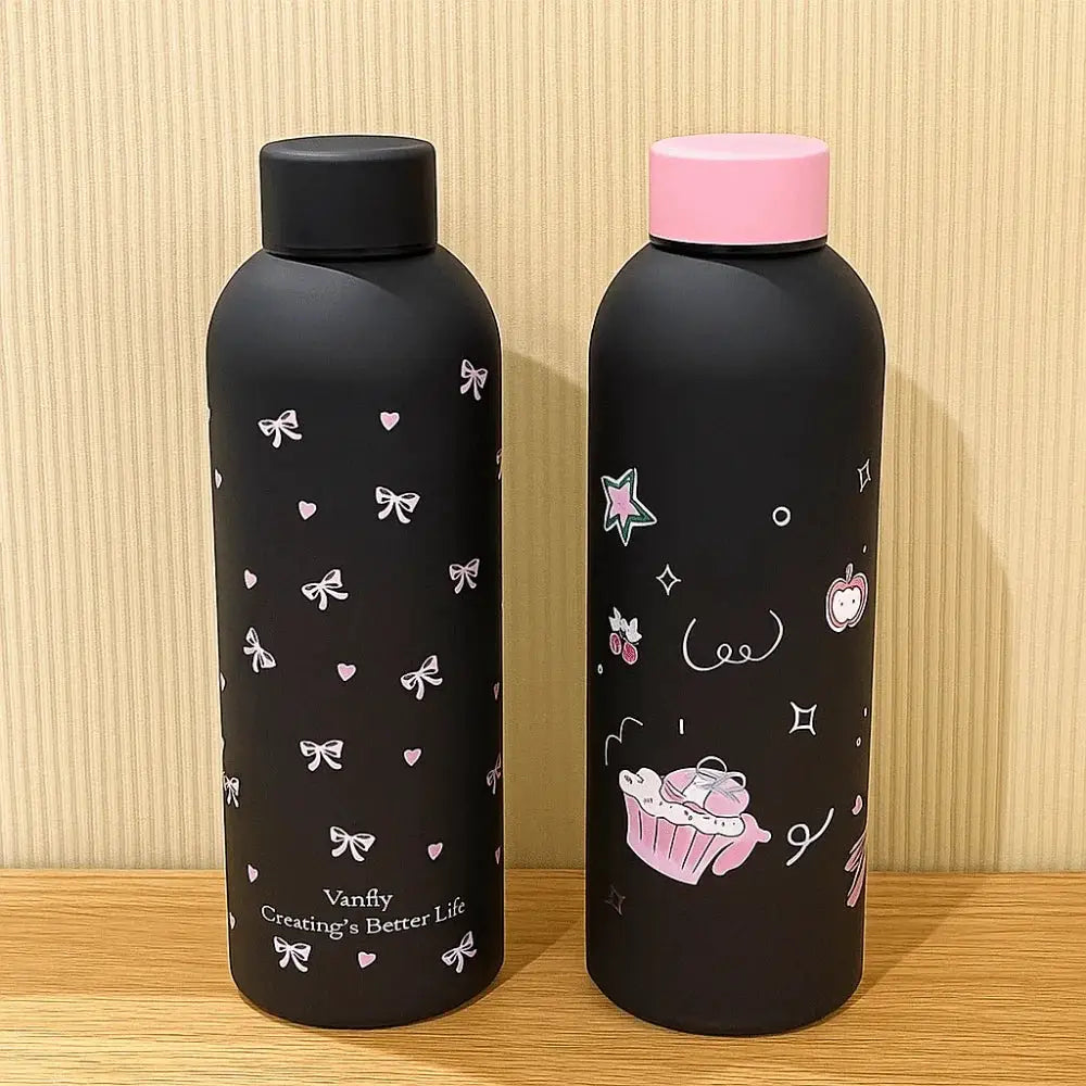 500ml Insulated Cup Stainless Steel Bowknot Dachshund Water Bottle Double Wall Small-mouth Travel Insulated Flask Daily Travel by All Mart Bristol Ltd