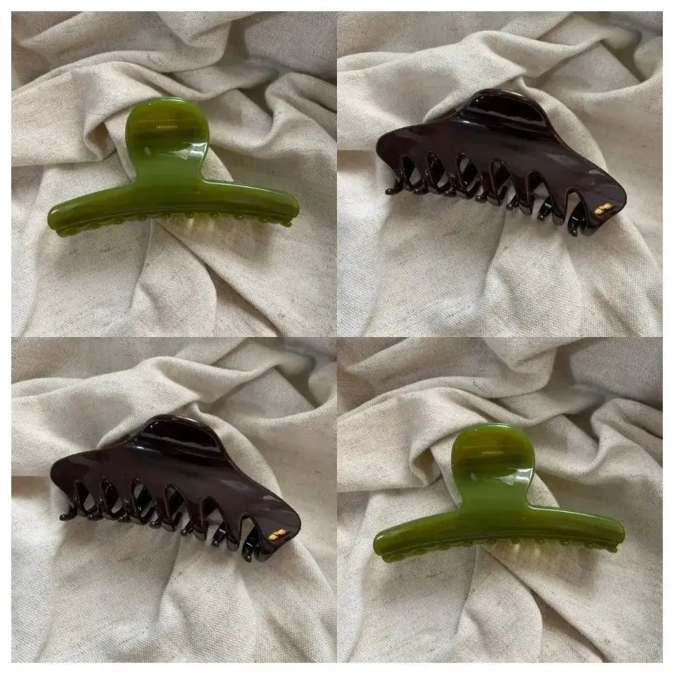 2Pcs French Style Woman Exquisite Green Jelly Arc Shark Hair Claw Clip Barrettes Ponytail Clamp Party Headwear Hair Accessories by All Mart Bristol Ltd