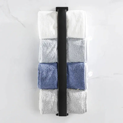 Black Stainless Steel Towel Holder No Drill Wall Shower Towel Shelf Kitchen Towel Hanger Rail Bathroom Towel Rack Self Adhesive by All Mart Bristol Ltd