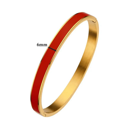 CARLIDANA Luxury Colorful Orange Enamel Bangles Bracelets for Women Party Gift Fashion Bangles Original Stainless Steel Jewelry by All Mart Bristol Ltd