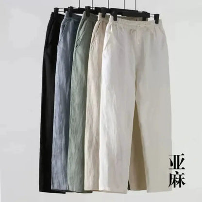 Summer Linen Pants Men Thin Loose Mens Joggers Cotton Linen Cropped Pants Men's Casual Pants Chinese Style Linen Pants by All Mart Bristol Ltd