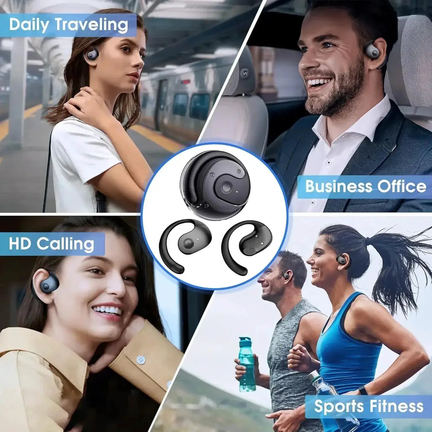 OWS Wireless Headphones Comfortable Ear Hook Touch Control Earbuds with Mic Wireless Bluetooth Headset for Phone Earphones Game by All Mart Bristol Ltd