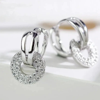 Huitan Trendy Women's Dangle Earrings New Silver Color/Gold Color Cubic Zirconia Earrings Temperament Ear Accessories Jewelry by All Mart Bristol Ltd