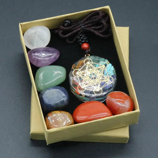 Orgone Pendant Kit 7 Chakra Healing Crystals Stones Metatron Cube Merkaba Orgonite Energy Generator Necklace Spiritual Enhance by All Mart Bristol Ltd