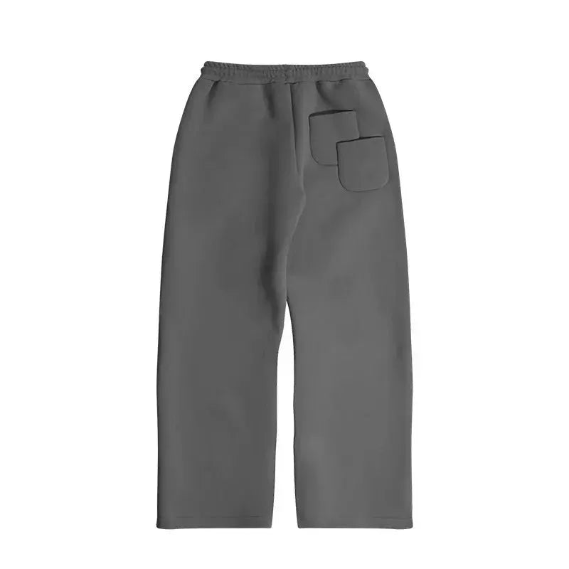 American Fashion Solid Color Fleece Oversized Sweatshirt Men's Two-Piece Y2K Harajuku Hip-Hop Gothic Joker Slacks Jogging Pants by All Mart Bristol Ltd