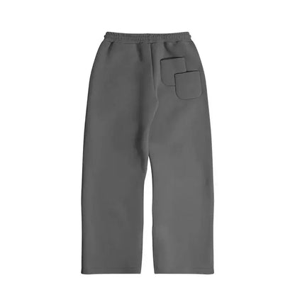 American Fashion Solid Color Fleece Oversized Sweatshirt Men's Two-Piece Y2K Harajuku Hip-Hop Gothic Joker Slacks Jogging Pants by All Mart Bristol Ltd