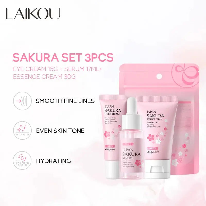 LAIKOU Vitamin C Skin Care Sets 3pcs Face Cream Serum Eye Cream Moisturizing Anti Wrinkles Facial Care Kit by All Mart Bristol Ltd