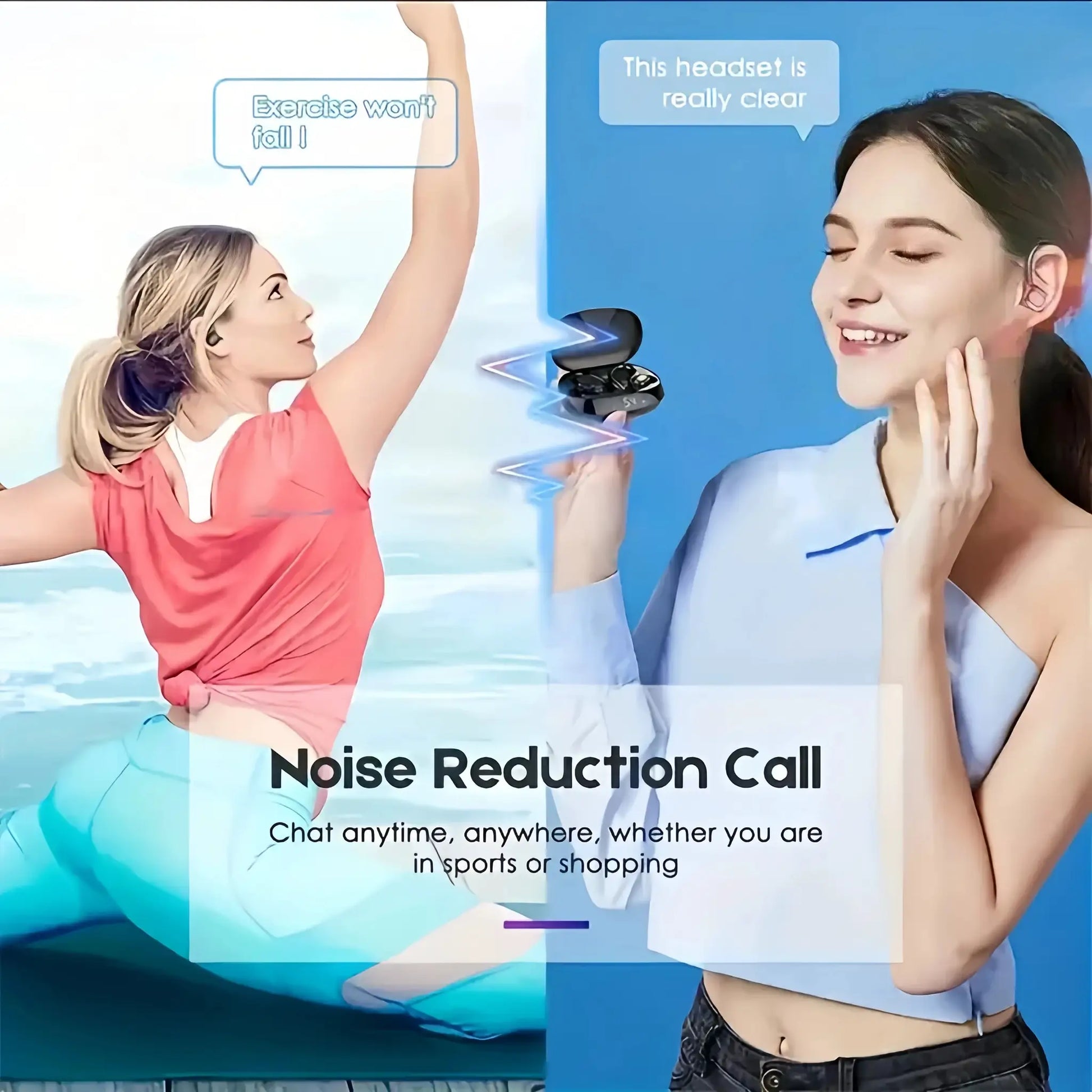 True Wireless Earbuds, Tws Headphones with Microphone, Sports Ear Clip Headphones, Stereo In-Ear Headphones with Led Display by All Mart Bristol Ltd