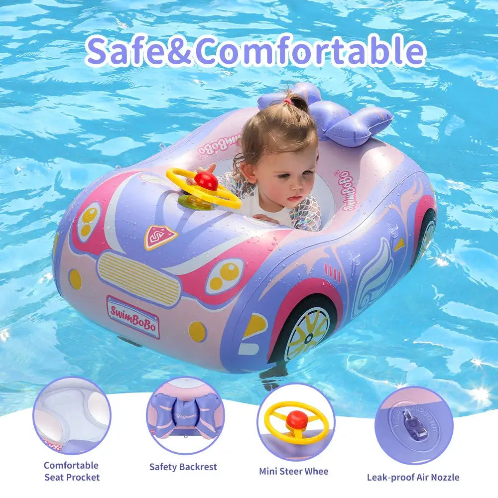 Kids Car Swimming Seat Float Ring Inflatable Infant Floating For Summer Swim Boat Circle Bathing Water Toy with Canopy by All Mart Bristol Ltd