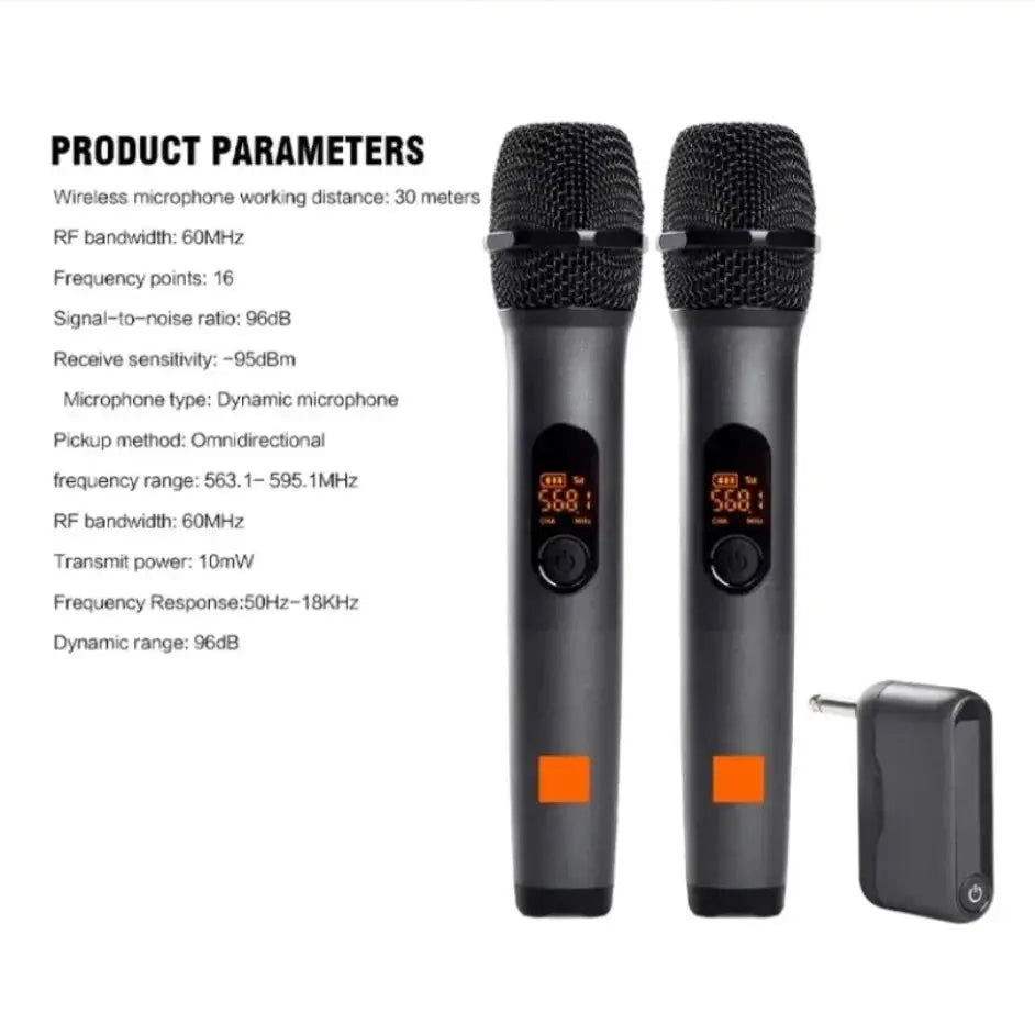 Professional 2 Channel For JBL PartyBox DJ UHF digital Wireless Handheld Microphone System with rechargeable TWO microphone by All Mart Bristol Ltd