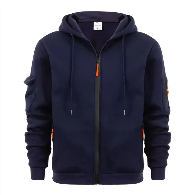 Spring Autumn Hooded Hoodies Men Fashion Zipper Pocket Sports Cardigan Outwear Male Solid Casual Jogging Sweatshirt Jackets Coat by All Mart Bristol Ltd
