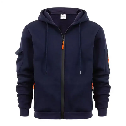 Spring Autumn Hooded Hoodies Men Fashion Zipper Pocket Sports Cardigan Outwear Male Solid Casual Jogging Sweatshirt Jackets Coat by All Mart Bristol Ltd