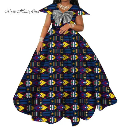 Bazin Riche African Print Dresses for Women Short Sleeve Long Wedding Dress Party Vestido Cotton Women African Clothing WY6098 by All Mart Bristol Ltd