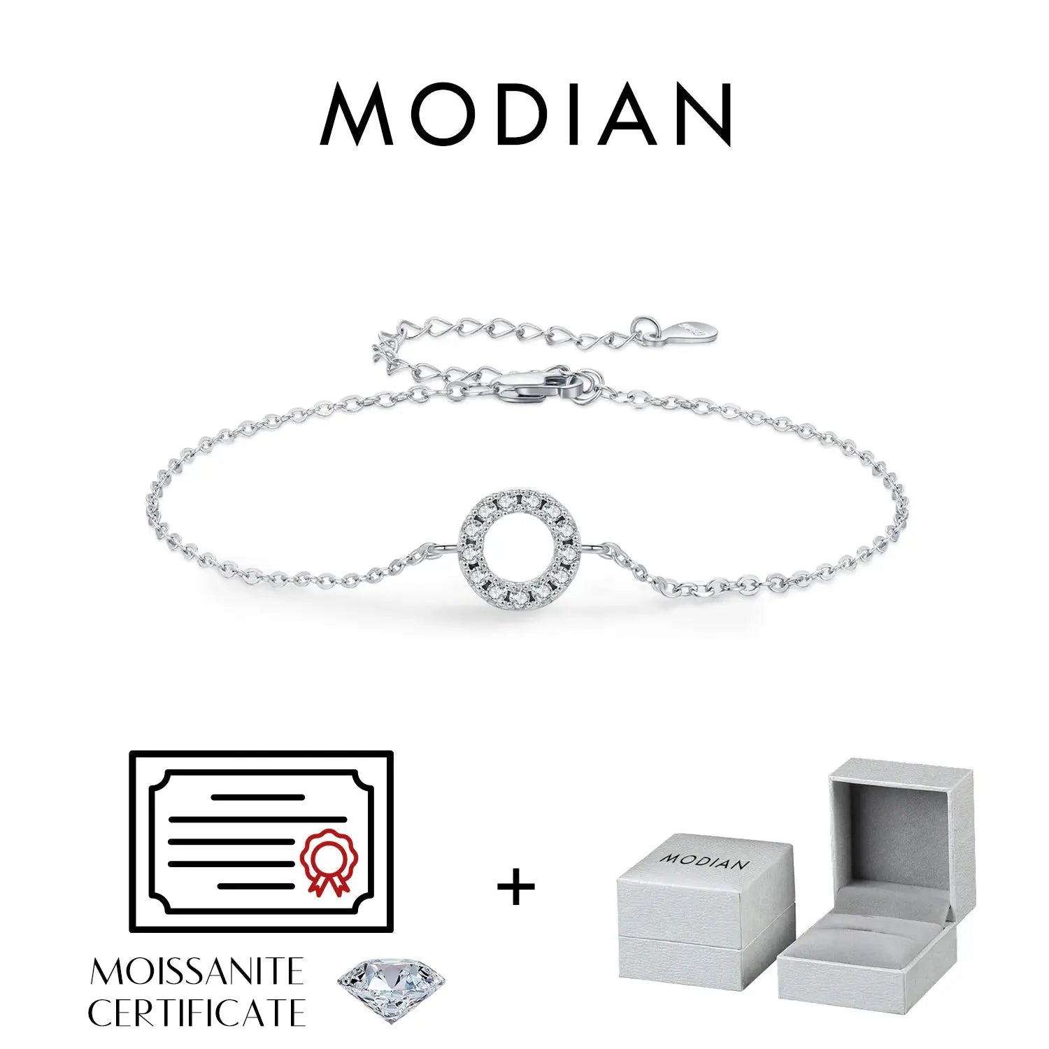 MODIAN D Color Moissanite Bracelet 925 Sterling Silver Fashion Hallow Out Round Link Chain Bracelet For Women Fine Jewelry Gifts by All Mart Bristol Ltd