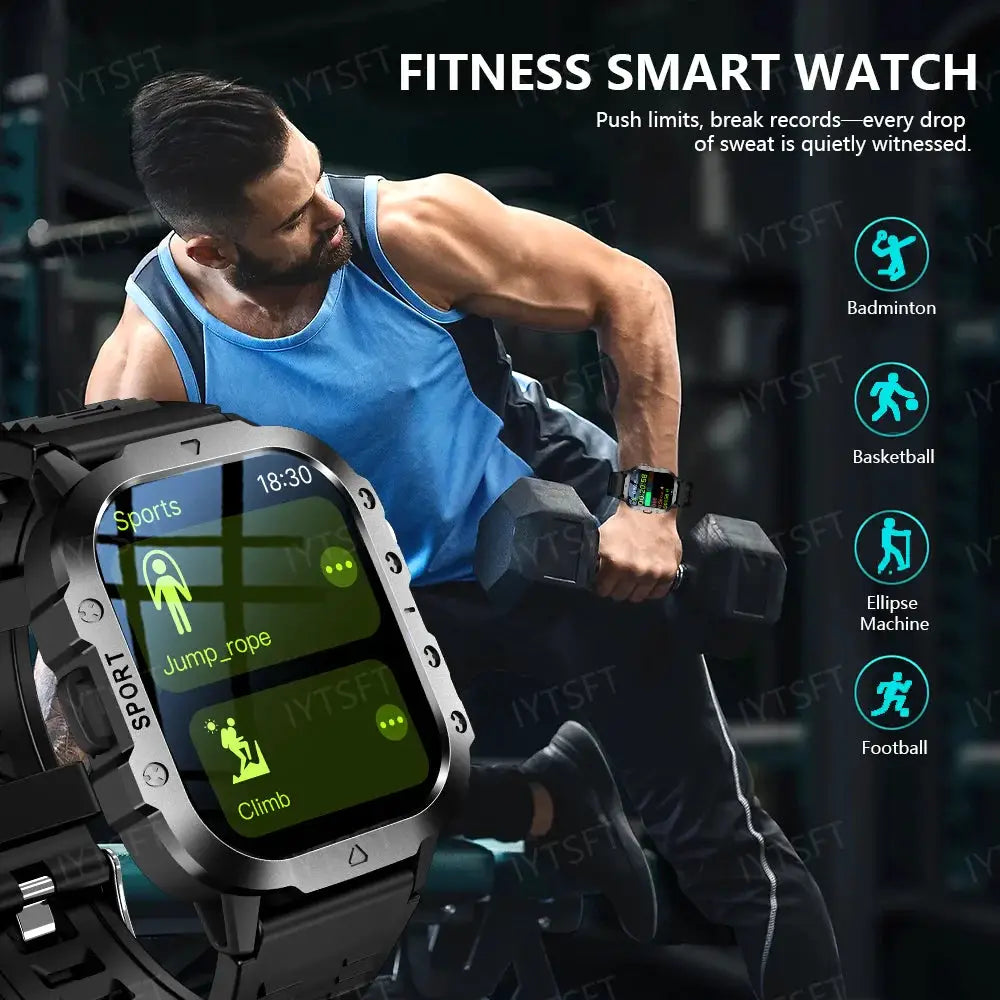 LAXASFIT 2025 New Military Smart Watch Men Outdoor Sports Fitness Tracker Health Monitoring 2.01Inch Bluetooth Calls Smartwatch by All Mart Bristol Ltd