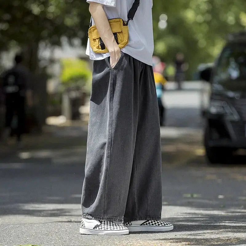 Men's Jeans Hip Hop Streetwear Skateboard Neutral Denim Trousers Men Jeans Wide Leg Denim Cargo Jean Pants Loose Straight Baggy by All Mart Bristol Ltd