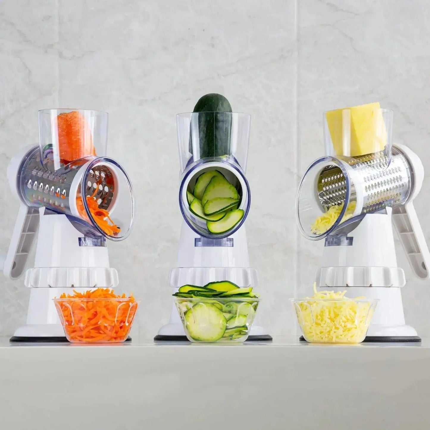 3 In 1 Vegetable Slicer Manual Kitchen Accessories Grater for Vegetable Cutter Round Chopper Mandolin Shredder Potato Home Kitch by All Mart Bristol Ltd