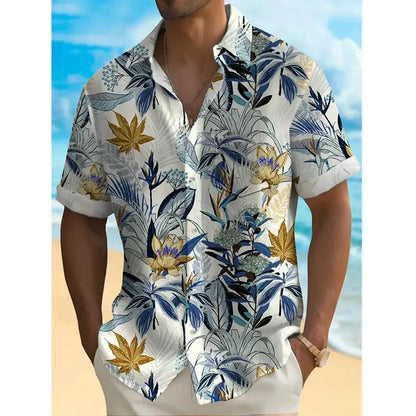 2024 Hawaiian Beach Holiday Men's Shirts Street Casual Daily Lapel Short Sleeve T-shirt Y2k Tops Male Oversized Clothing Buttons by All Mart Bristol Ltd