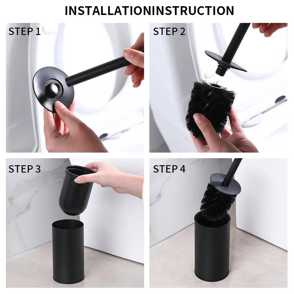 Stainless Steel Bathroom Toilet Brush Holder Accessories Black Toilet Brush Wall Mounted WC Cleaner Brush Cleaning Tools by All Mart Bristol Ltd