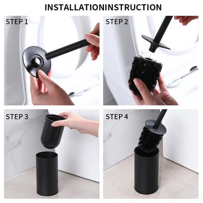Stainless Steel Bathroom Toilet Brush Holder Accessories Black Toilet Brush Wall Mounted WC Cleaner Brush Cleaning Tools by All Mart Bristol Ltd