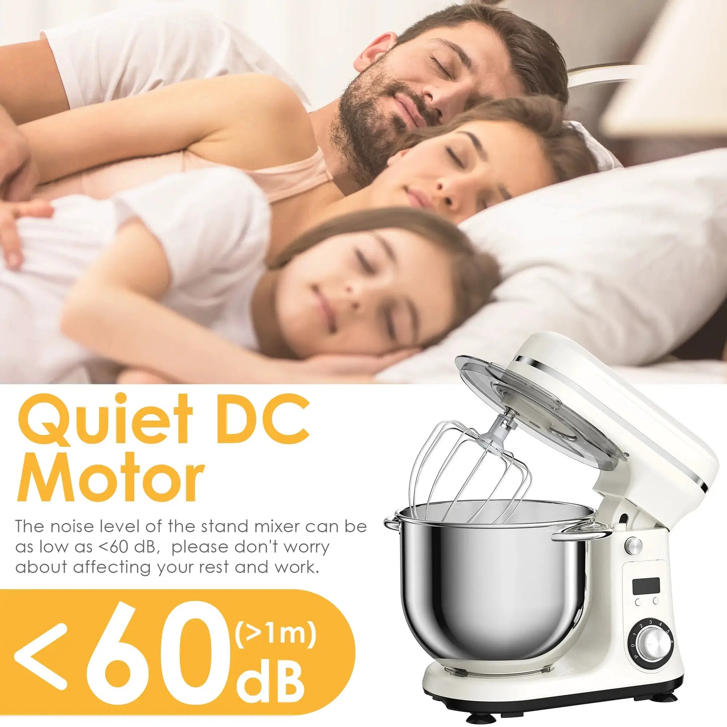 BioloMix Kitchen Food Stand Mixer, Blender, Quiet Motor, Cream Egg Whisk, Whip Dough Kneader, 6-Speed, 1200 W, 6 L, DC by All Mart Bristol Ltd