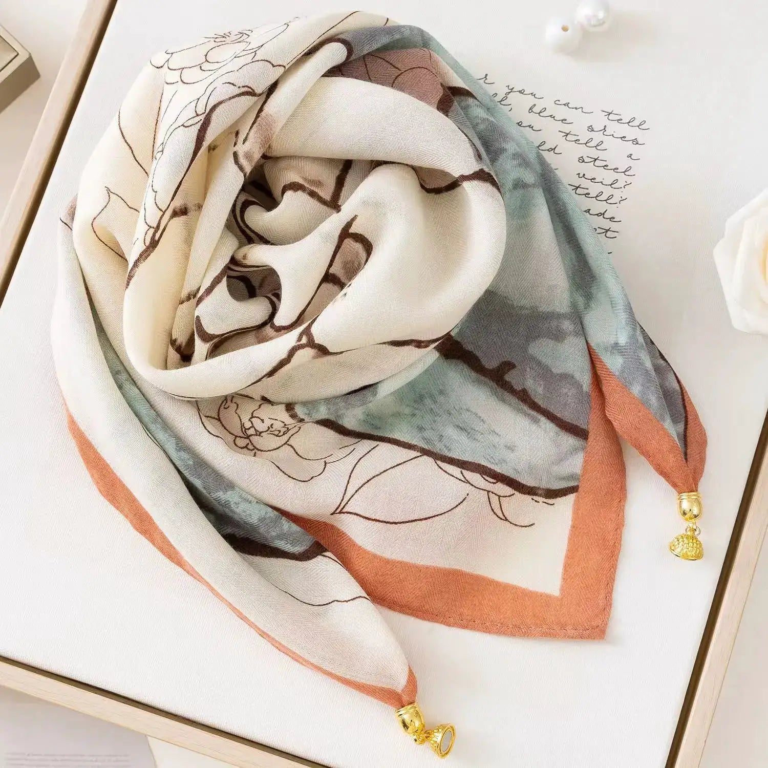 New magnetic buckle scarf for women, square scarf, lazy pendant, ins scarf, scarf, neck decoration, fashionable and versatile by All Mart Bristol Ltd