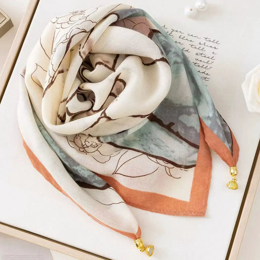 New magnetic buckle scarf for women, square scarf, lazy pendant, ins scarf, scarf, neck decoration, fashionable and versatile by All Mart Bristol Ltd