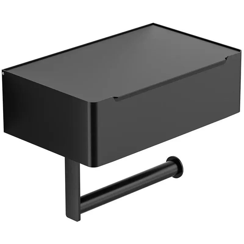 Toilet Roll Holder with Wipes Dispenser Black Multi-function Bathroom Storage Rack Roll Paper Holder Stainless Steel Accessories by All Mart Bristol Ltd
