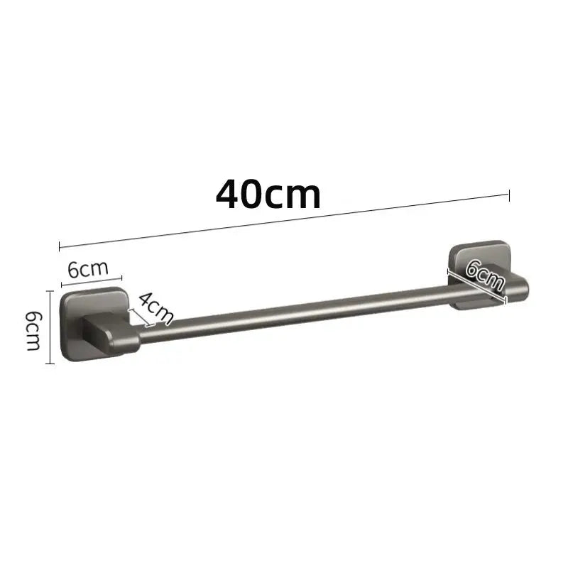 Bathroom Towel Holder Without Drilling Bathroom Black Towel Rack Towel Bar Self-Adhesive Bathroom Towel Rack Towel Rail by All Mart Bristol Ltd