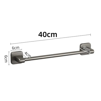 Bathroom Towel Holder Without Drilling Bathroom Black Towel Rack Towel Bar Self-Adhesive Bathroom Towel Rack Towel Rail by All Mart Bristol Ltd
