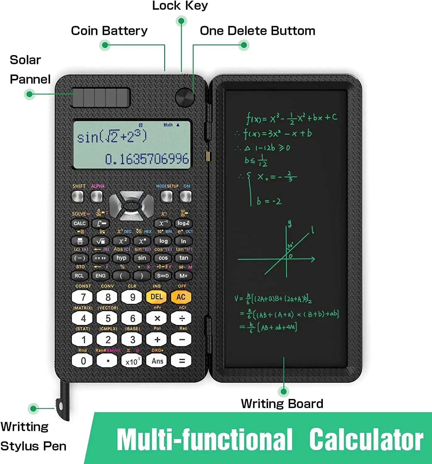 Solar Scientific Calculator with LCD Notepad 417 Functions Professional Portable Foldable Calculator for Students Upgraded 991ES by All Mart Bristol Ltd