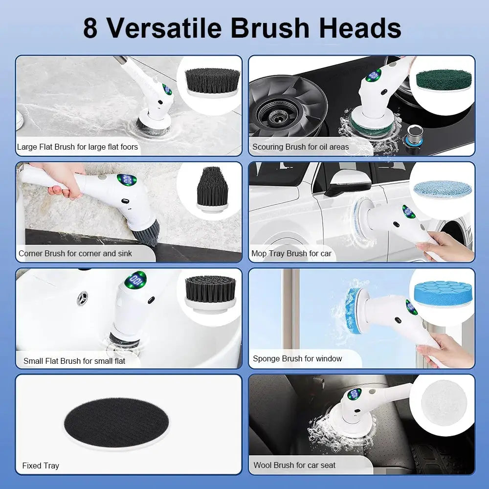 Electric Cleaning Brush 8 in 1 Multifunctional Household Wireless Rotatable Cleaning Brush For Bathroom Kitchen Windows Toilet by All Mart Bristol Ltd