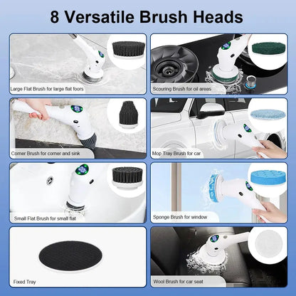 Electric Cleaning Brush 8 in 1 Multifunctional Household Wireless Rotatable Cleaning Brush For Bathroom Kitchen Windows Toilet by All Mart Bristol Ltd
