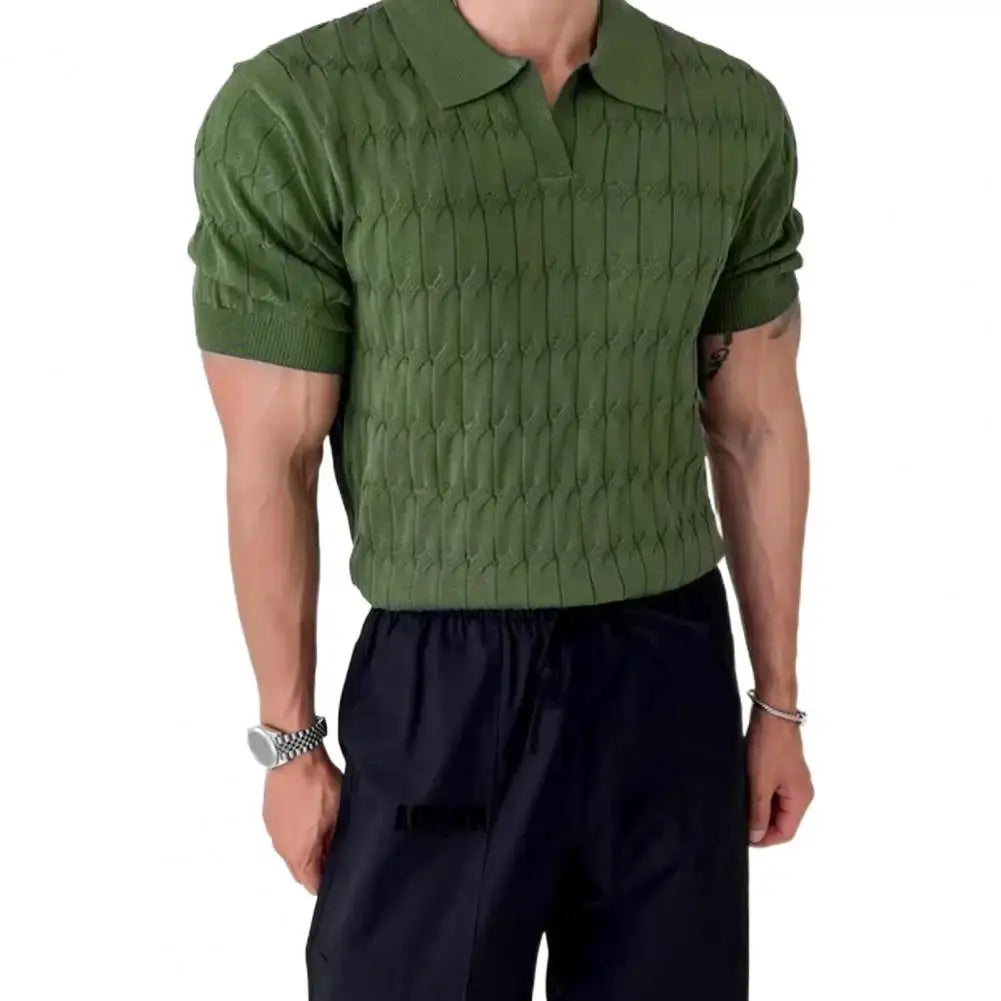 Men T Shirt Solid Color Striped O-neck Short Sleeve Streetwear Casual Men Clothing Summer 2023 Fitness Fashion Tee Tops by All Mart Bristol Ltd