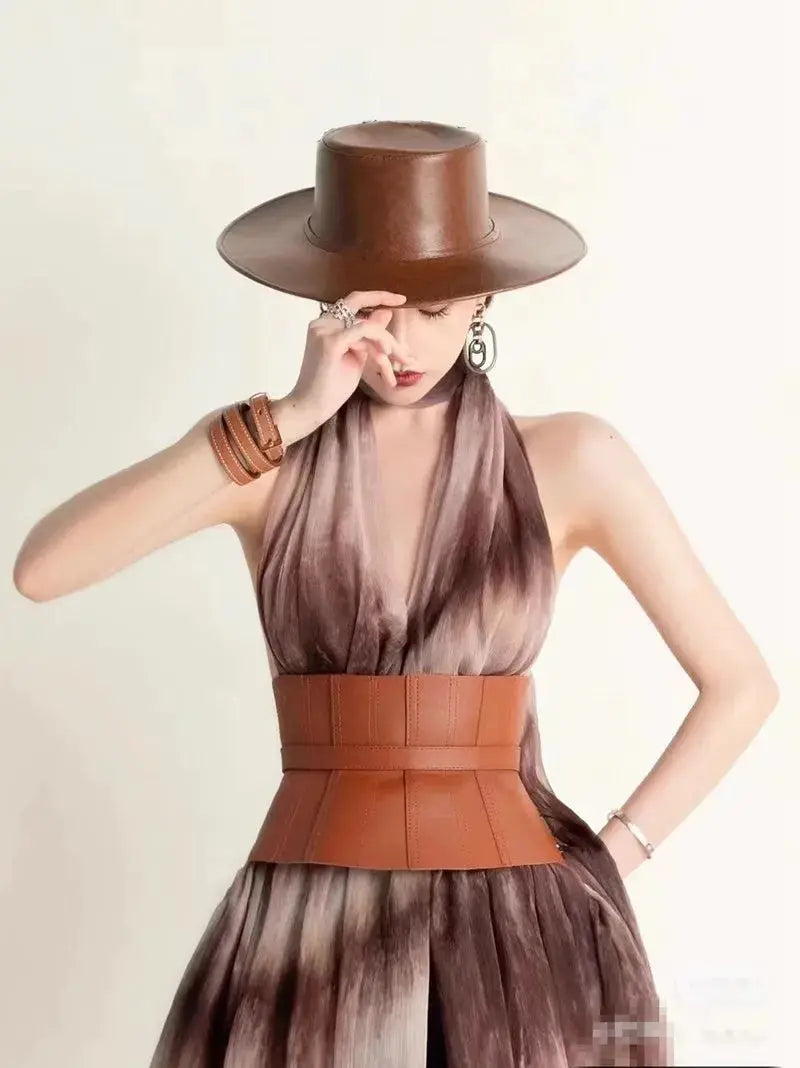 Women's Fashion PU Leather Corset Female Cummerbund Coat Waistband Dress Decration Wide Belt J223 by All Mart Bristol Ltd